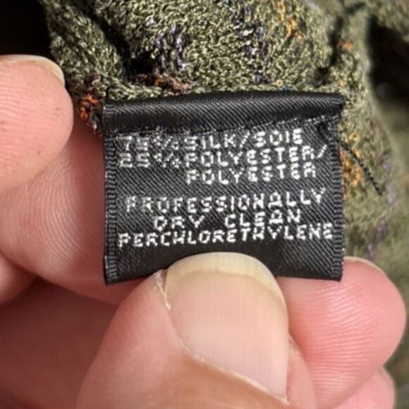 Jhane Barnes Sweater Mens Size M Olive Green Silk Blend 3D Knit Normcore Grandpa - Picture 12 of 16